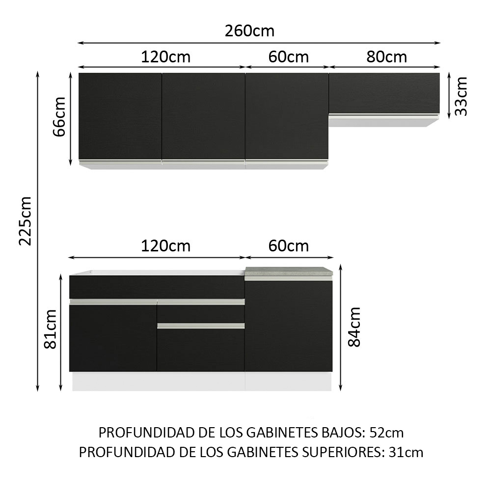 Foto 4 pulgar | Cocina Integral Madesa Glamy de 260 cm