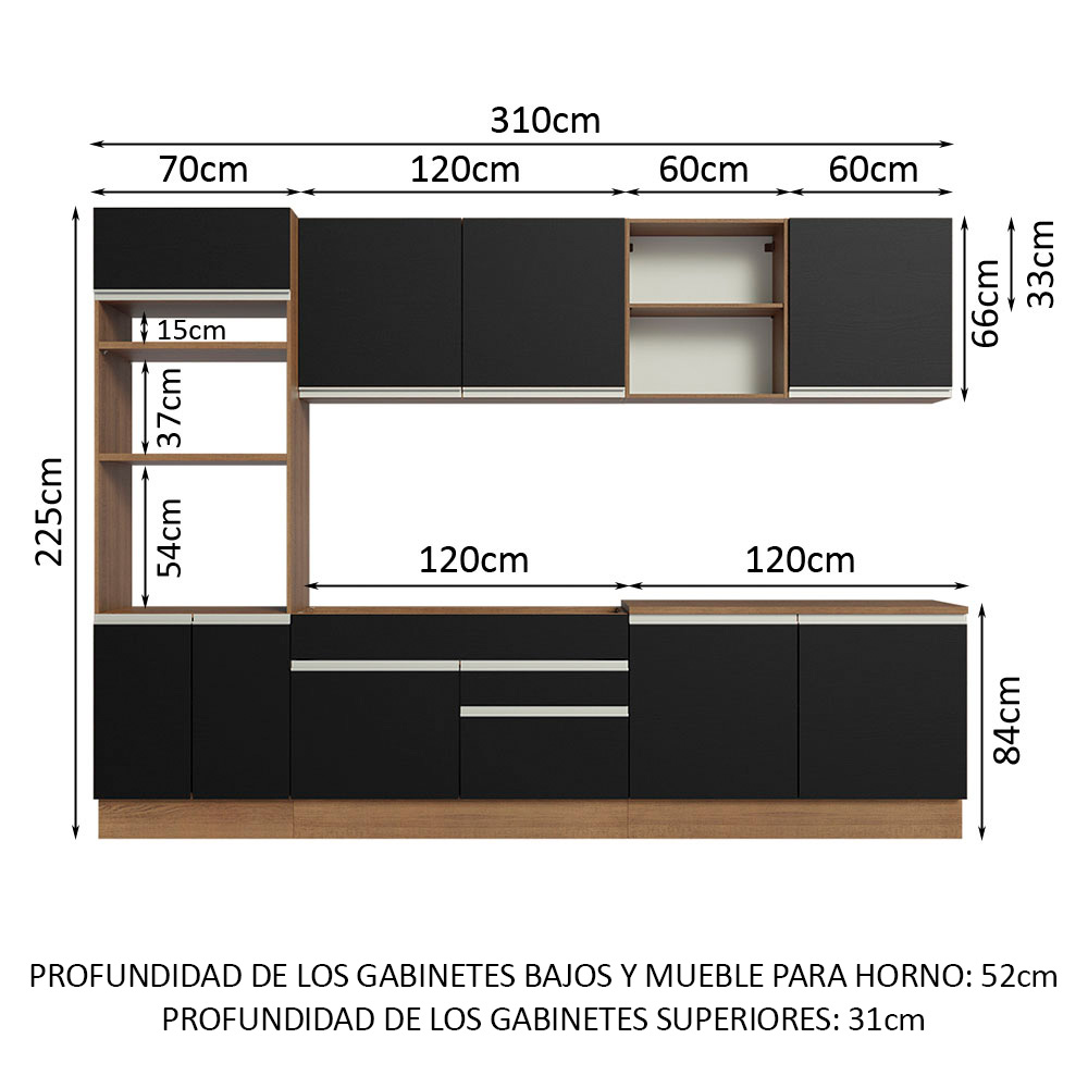 Foto 4 pulgar | Cocina Integral Completa Modular Madesa Glamy 310cm Mn 02