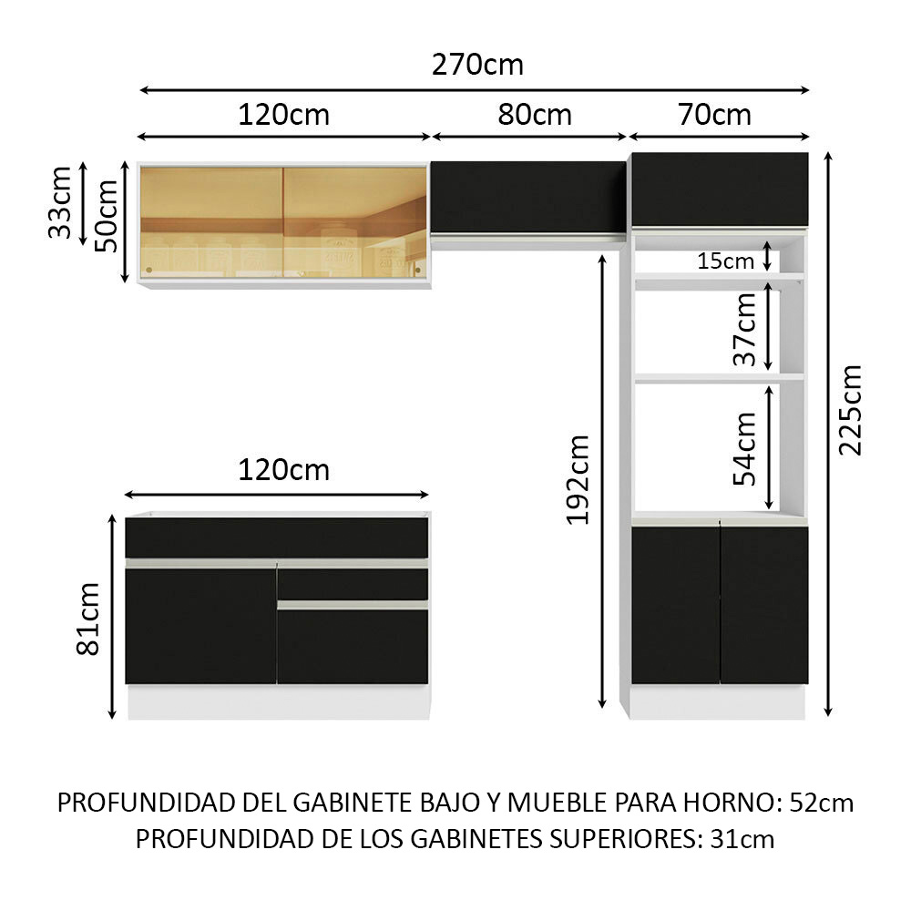 Foto 4 pulgar | Cocina Integral Completa Modular Madesa Glamy 270cm Bn 12