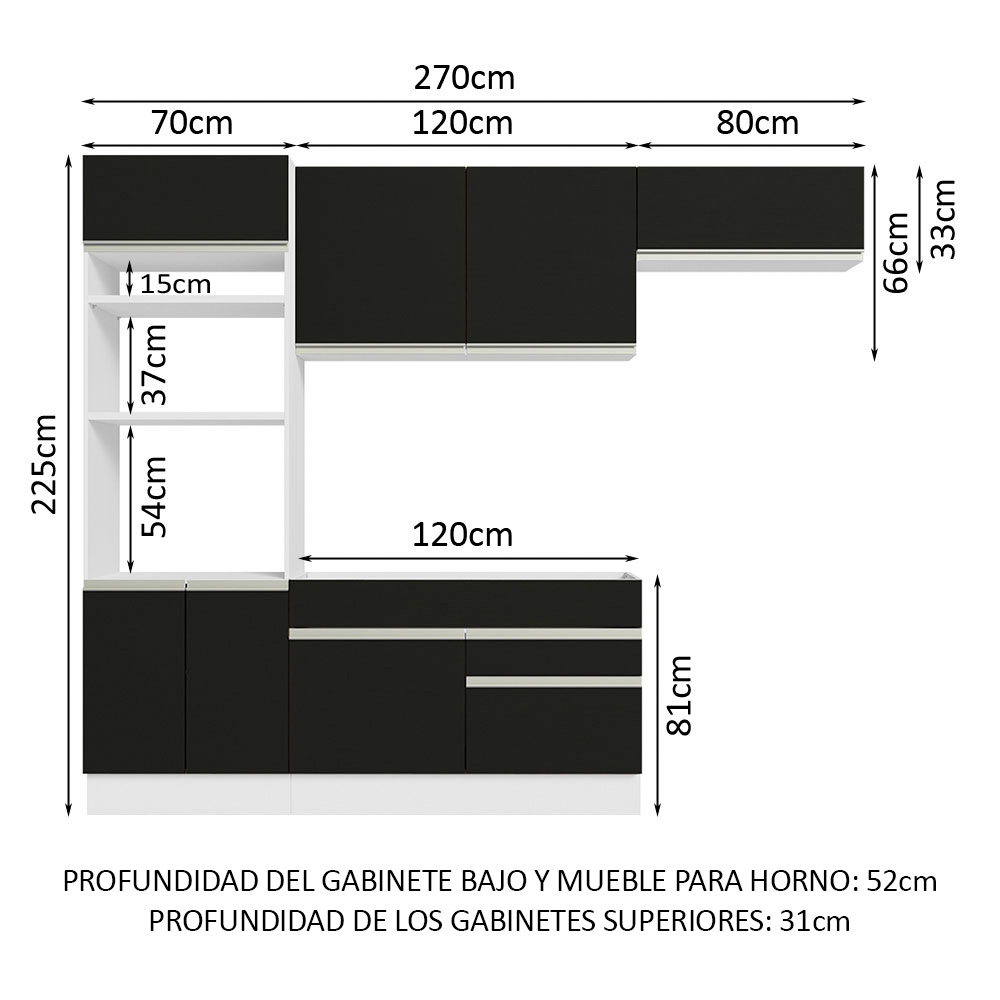 Foto 3 | Cocina Integral Completa Modular Madesa Glamy 270cm Bn 15