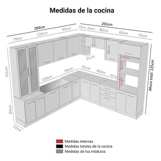 Foto 3 | Cocina Integral Completa Armario De Vidrio Madesa Agata Mg 1