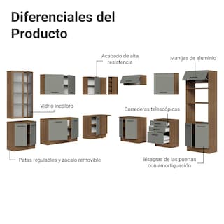 Foto 4 | Cocina Integral Completa Armario De Vidrio Madesa Agata Mg 1