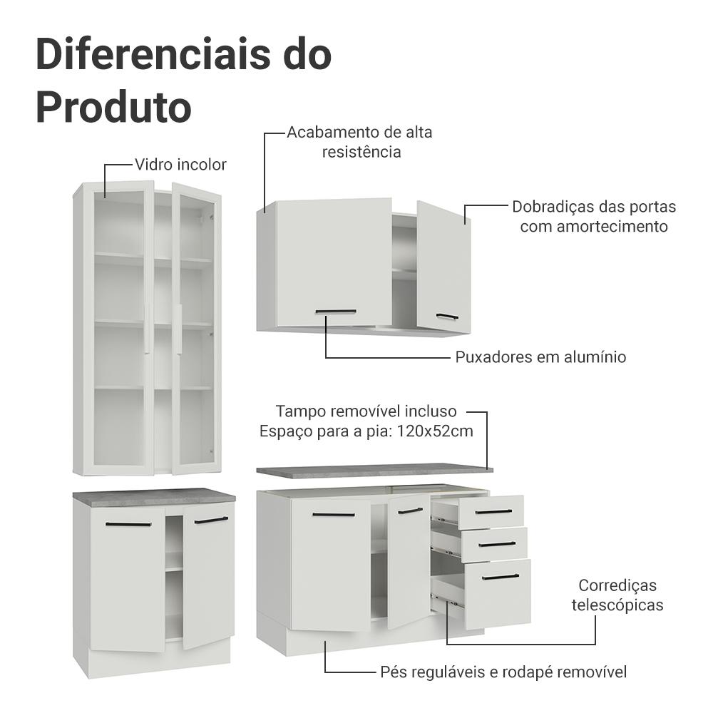 Foto 6 pulgar | Cocina Integral Completa Armario De Vidrio Madesa Agata Bc 01