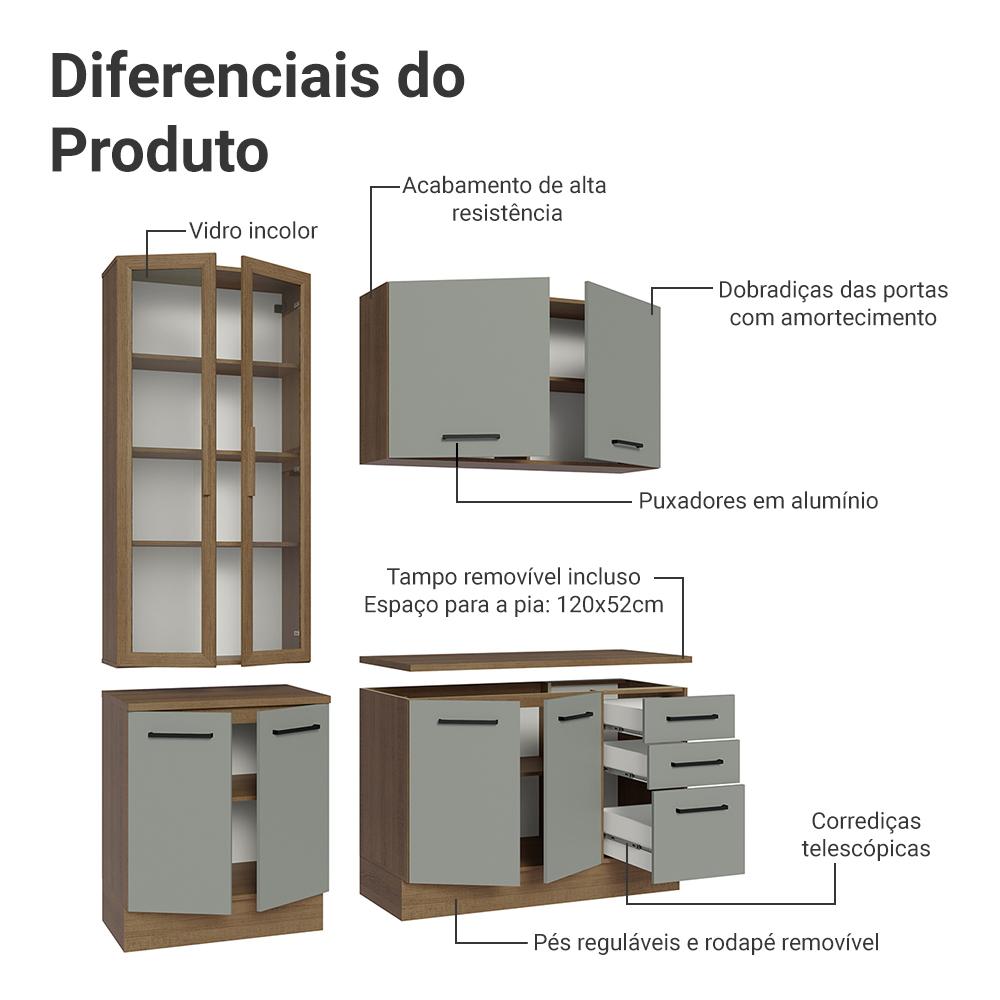 Foto 6 pulgar | Cocina Integral Completa Armario De Vidrio Madesa Agata Mg