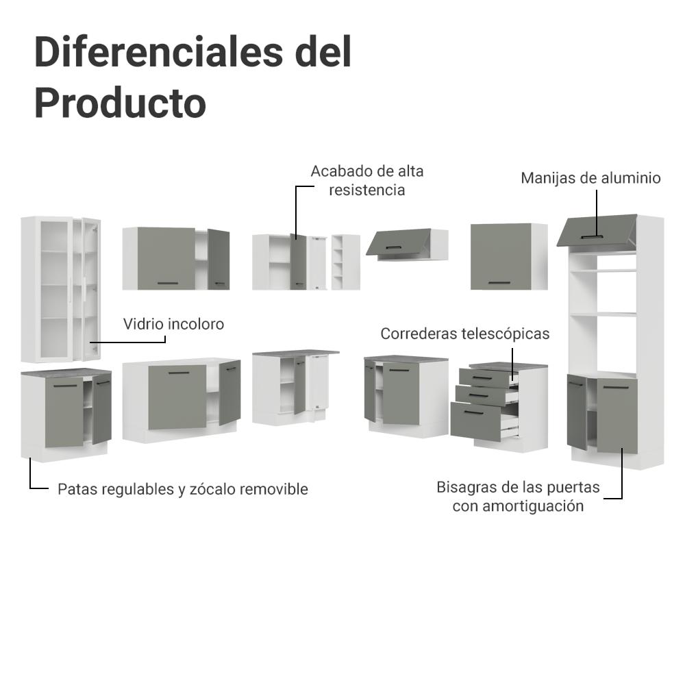 Foto 5 pulgar | Cocina Integral Completa Armario De Vidrio Madesa Agata Bg 1
