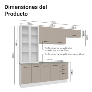 Foto 3 | Cocina Integral Completa Armario De Vidrio Madesa Agata Bc 11