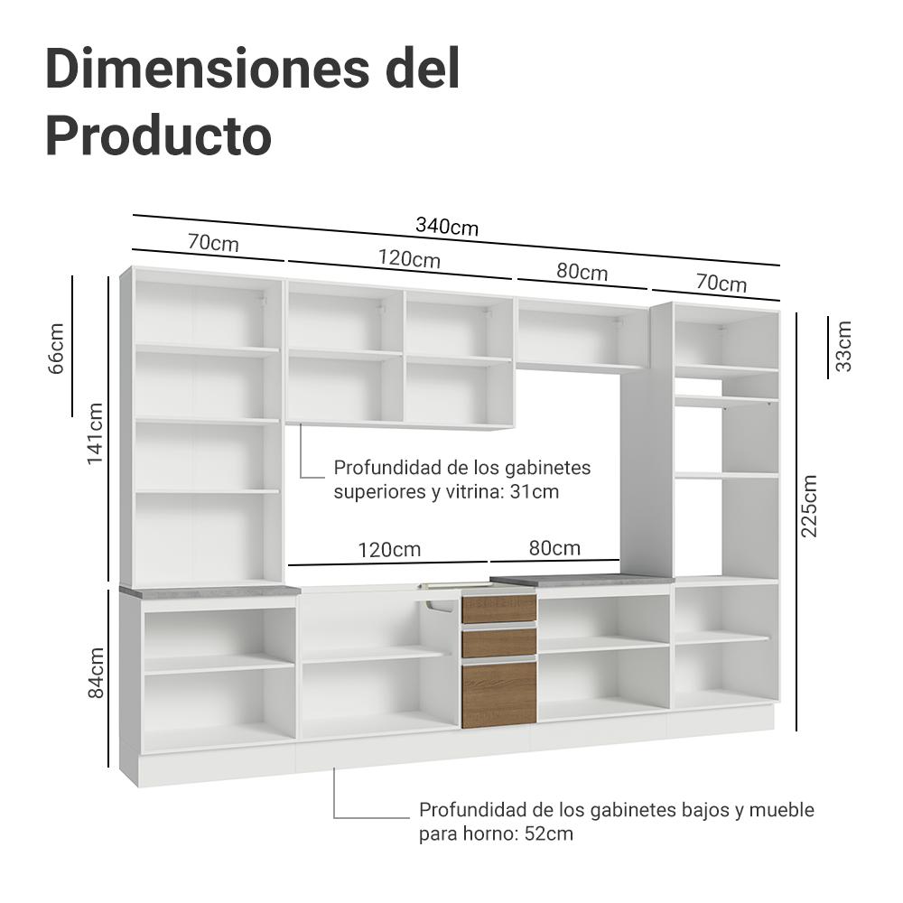 Foto 4 pulgar | Cocina Integral Completa Armario De Vidrio Madesa Glamy Bm 1