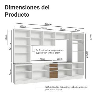 Foto 3 | Cocina Integral Completa Armario De Vidrio Madesa Glamy Bm 1
