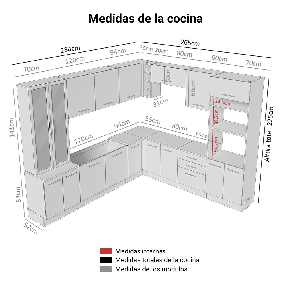 Foto 4 pulgar | Cocina Integral Completa Armario De Vidrio Madesa Agata Bc 1