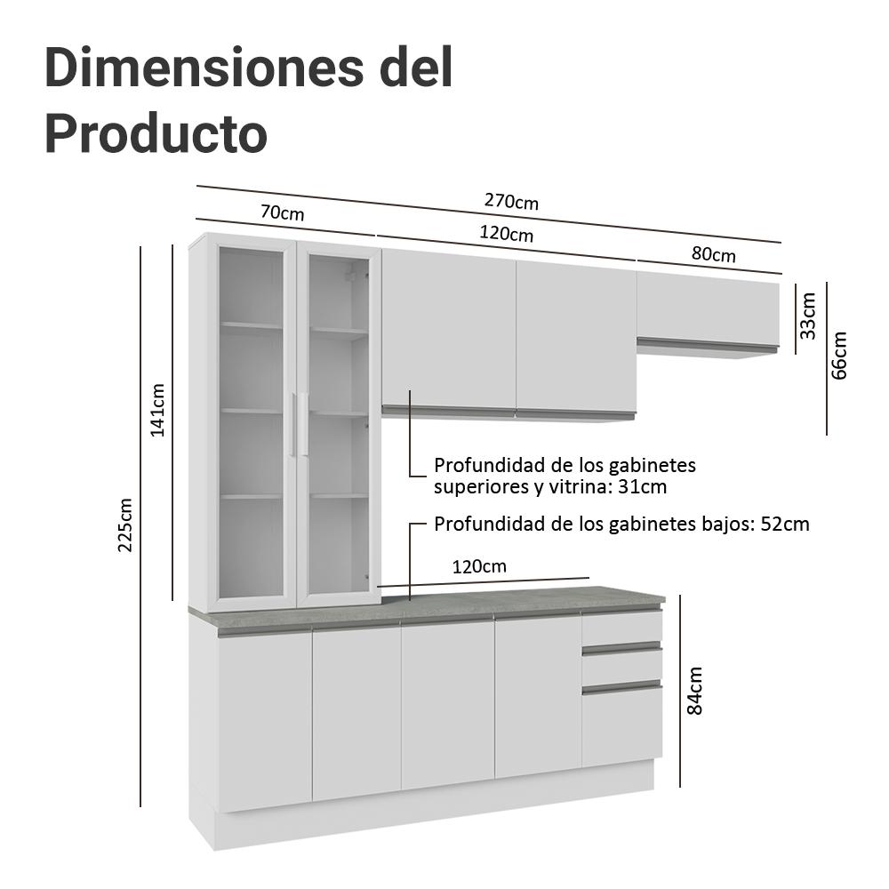 Foto 4 pulgar | Cocina Integral Completa Armario De Vidrio Madesa Glamy Bb16