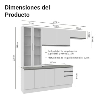 Foto 3 | Cocina Integral Completa Armario De Vidrio Madesa Glamy Bb16