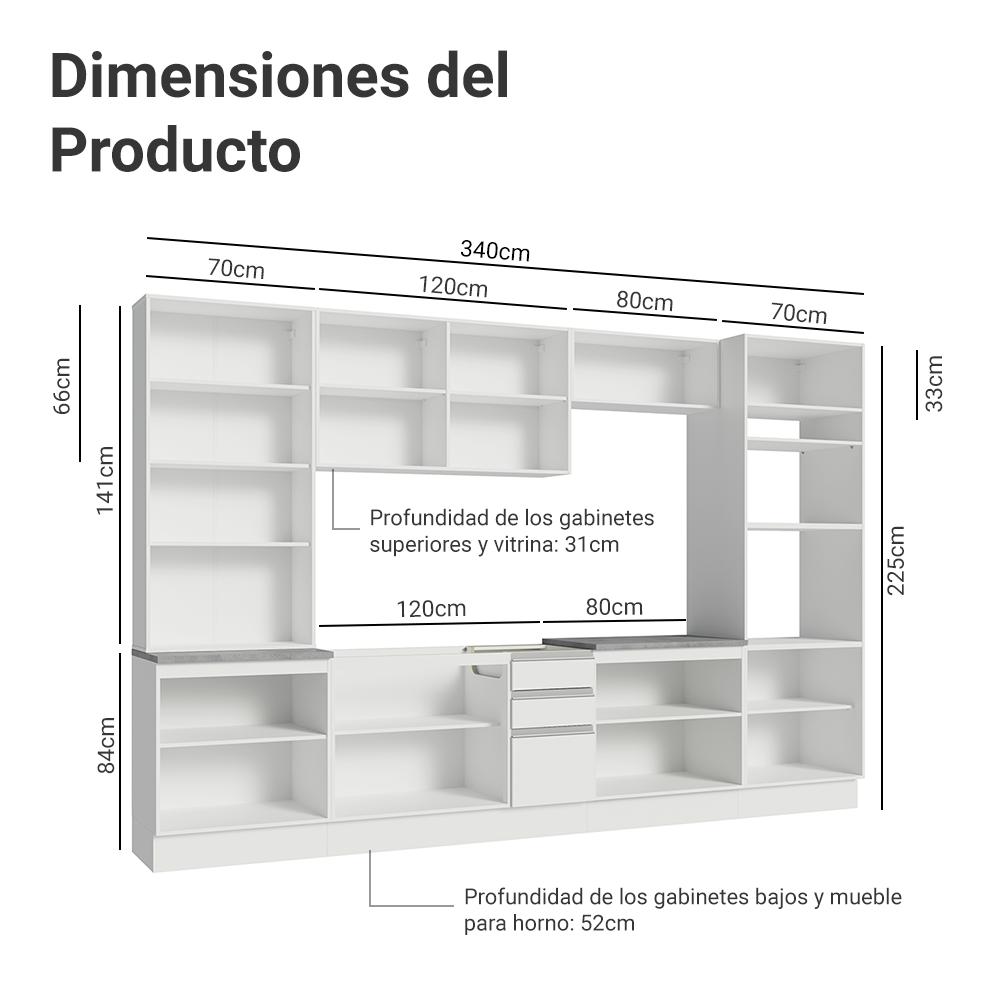 Foto 4 pulgar | Cocina Integral Completa Armario De Vidrio Madesa Glamy Bb 1