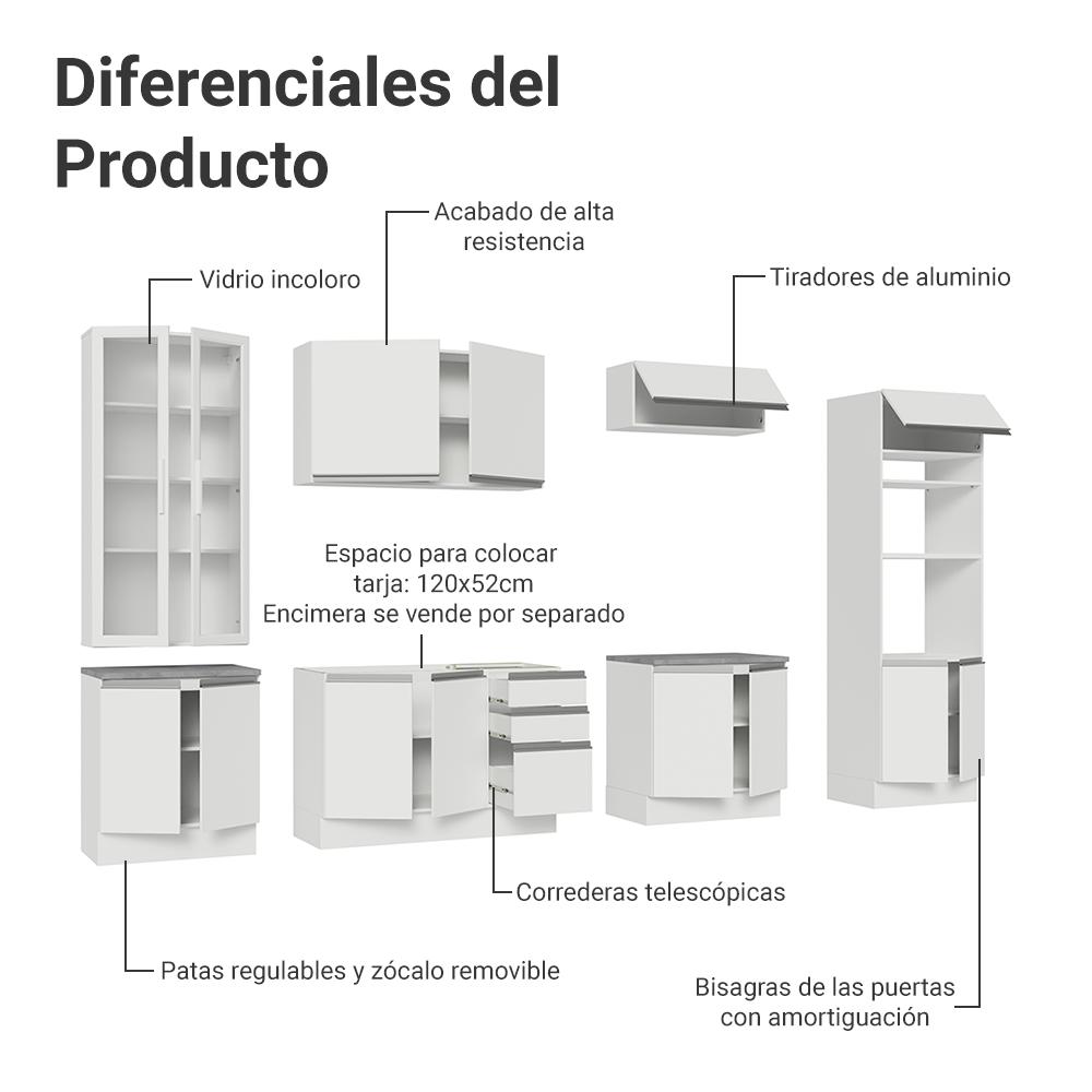 Foto 6 pulgar | Cocina Integral Completa Armario De Vidrio Madesa Glamy Bb 1