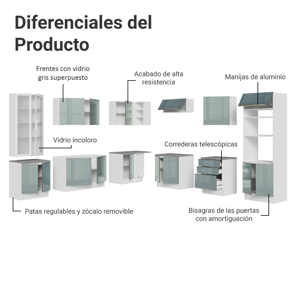 Foto 5 pulgar | Cocina Integral Completa Armario De Vidrio Madesa Lux Bg 01