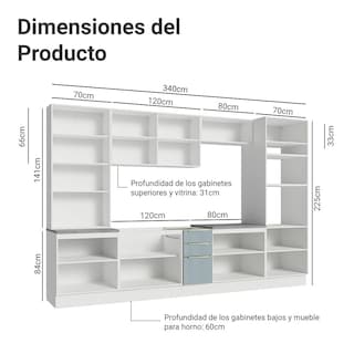 Foto 3 | Cocina Integral Completa Armario De Vidrio Madesa Lux Bg 03