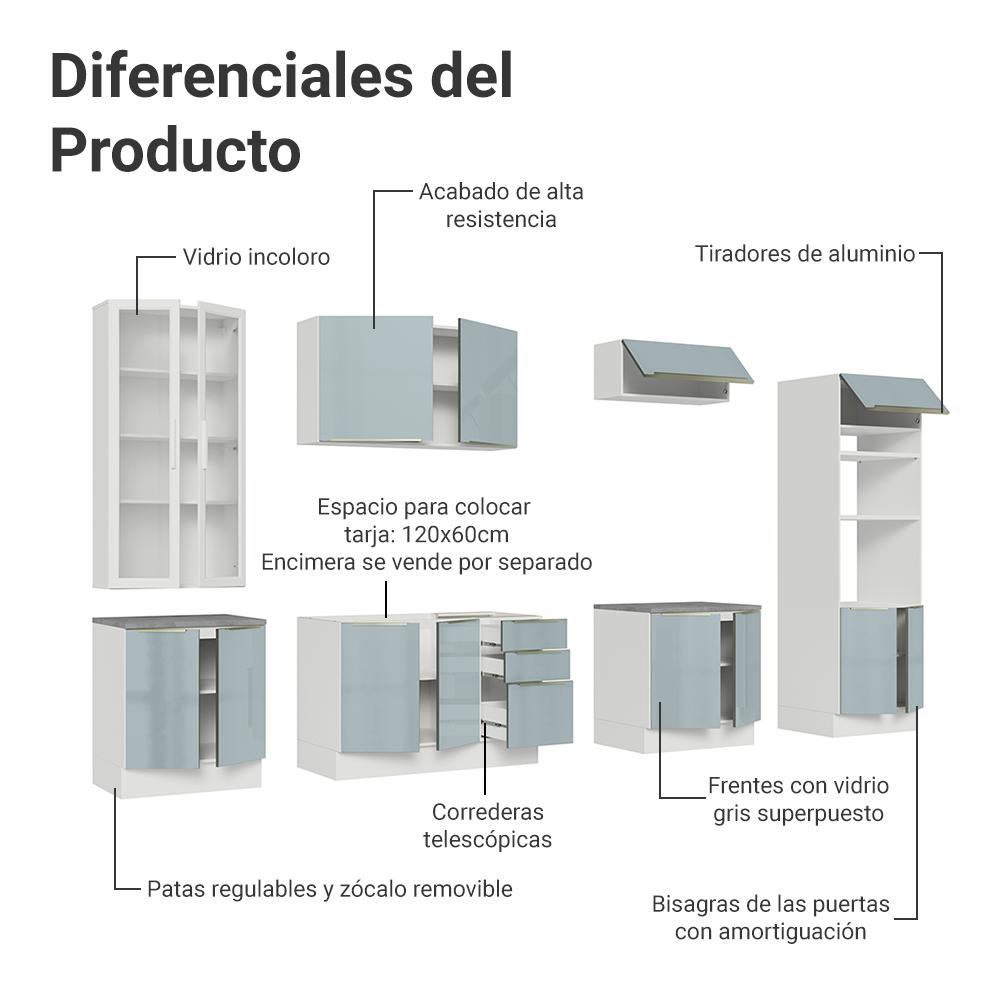 Foto 5 | Cocina Integral Completa Armario De Vidrio Madesa Lux Bg 03