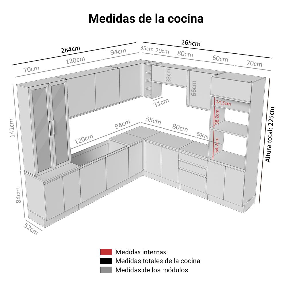 Foto 4 pulgar | Cocina Integral Completa Armario De Vidrio Madesa Glamy Mm 2
