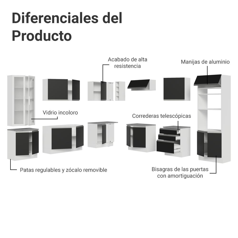 Foto 5 pulgar | Cocina Integral Completa Armario De Vidrio Madesa Glamy Bn 2
