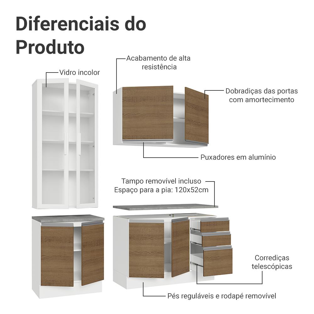 Foto 6 pulgar | Cocina Integral Completa Armario De Vidrio Madesa Glamy Bm 5
