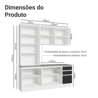 Foto 3 | Cocina Integral Completa Armario De Vidrio Madesa Glamy Bn 5