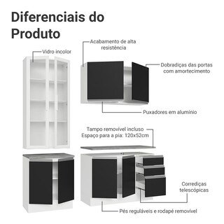 Foto 5 | Cocina Integral Completa Armario De Vidrio Madesa Glamy Bn 5