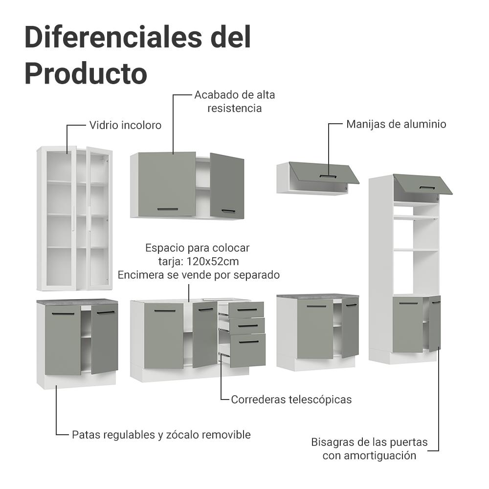 Foto 6 pulgar | Cocina Integral Completa Armario De Vidrio Madesa Agata Bg 3