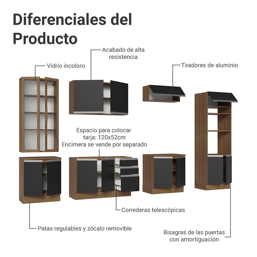 Foto 6 pulgar | Cocina Integral Completa Armario De Vidrio Madesa Glamy Mn 1