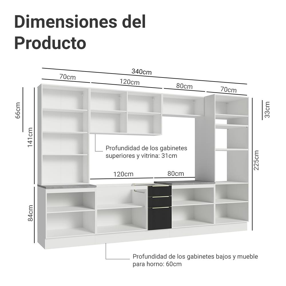 Foto 3 | Cocina Integral Completa Armario De Vidrio Madesa Lux Bn 03