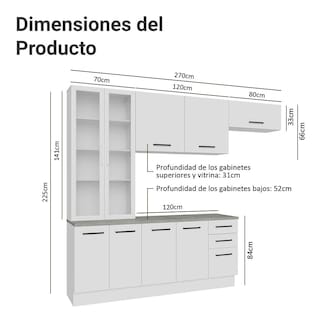 Foto 3 | Cocina Integral Completa Armario De Vidrio Madesa Agata Bc 12