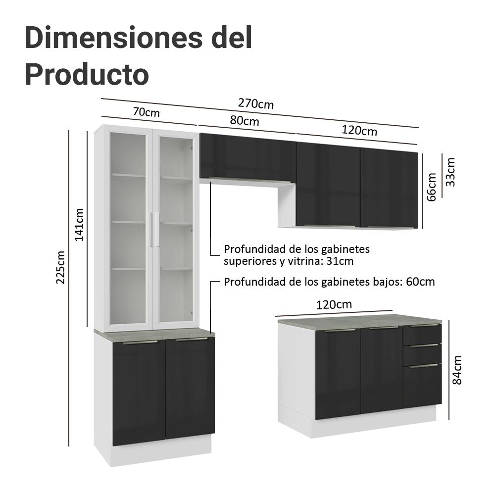 Foto 4 pulgar | Cocina Integral Completa Armario De Vidrio Madesa Lux Bn 04
