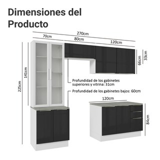 Foto 3 | Cocina Integral Completa Armario De Vidrio Madesa Lux Bn 04