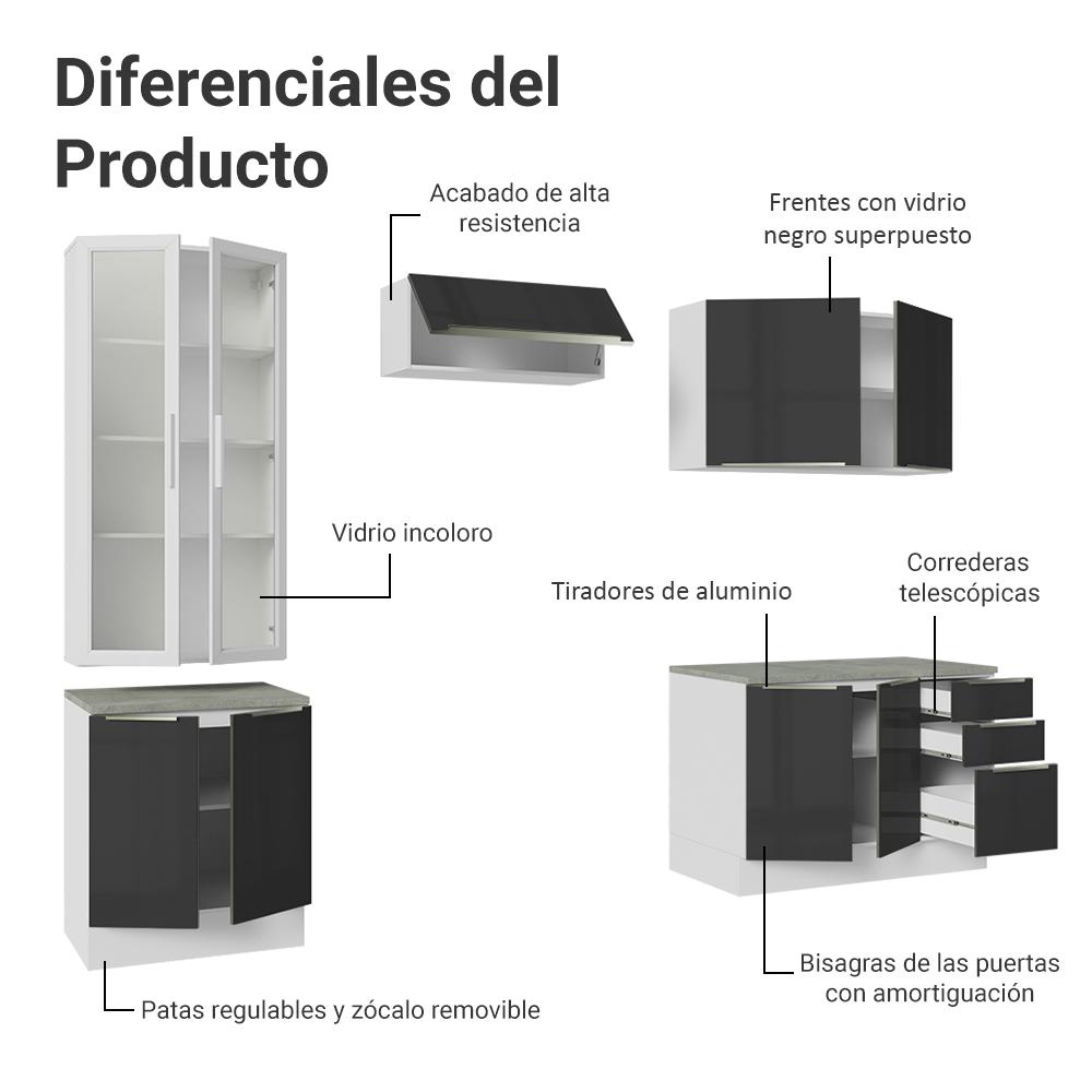 Foto 5 pulgar | Cocina Integral Completa Armario De Vidrio Madesa Lux Bn 04