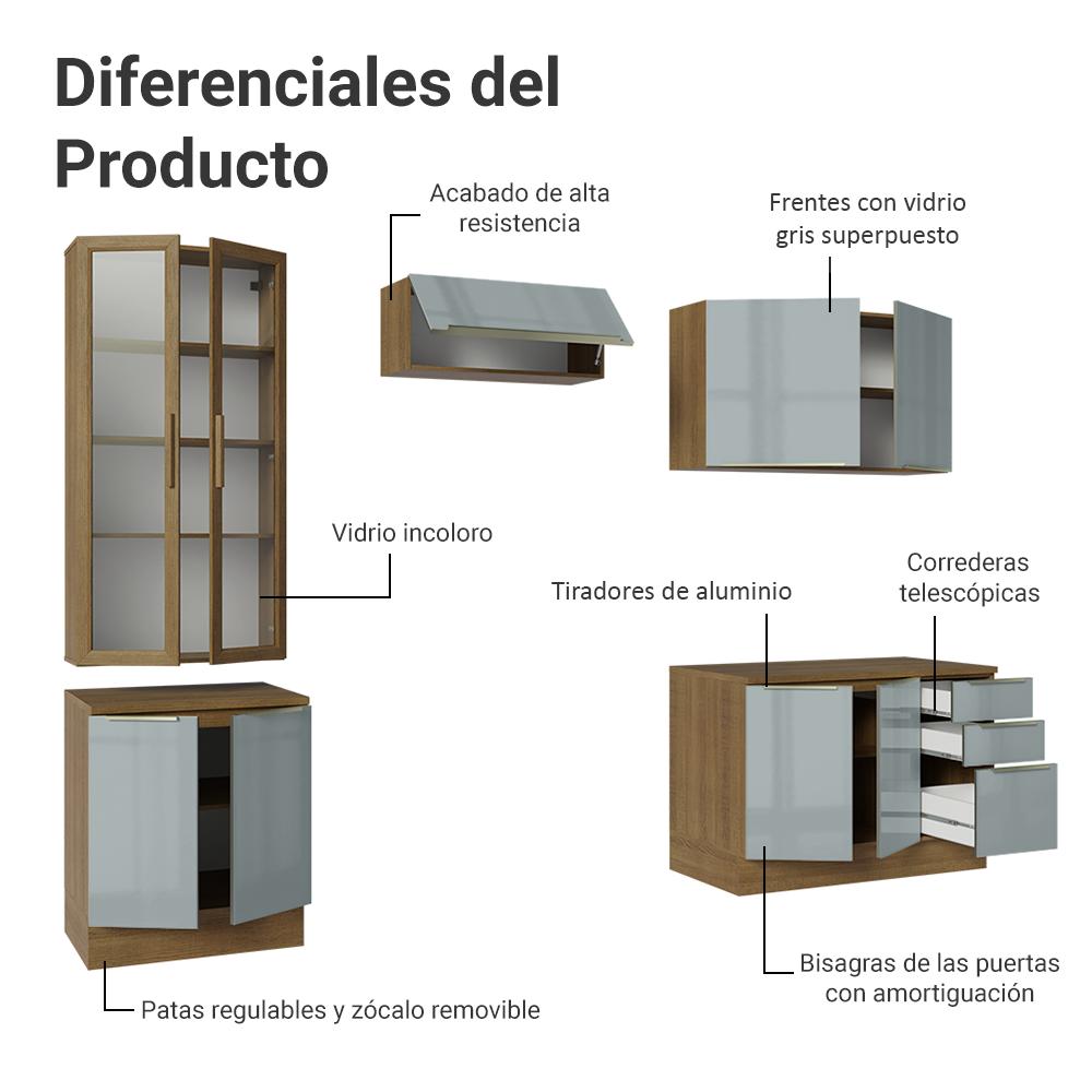 Foto 5 pulgar | Cocina Integral Completa Armario De Vidrio Madesa Lux Mg 04