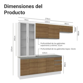 Foto 3 | Cocina Integral Completa Armario De Vidrio Madesa Glamy Bm16