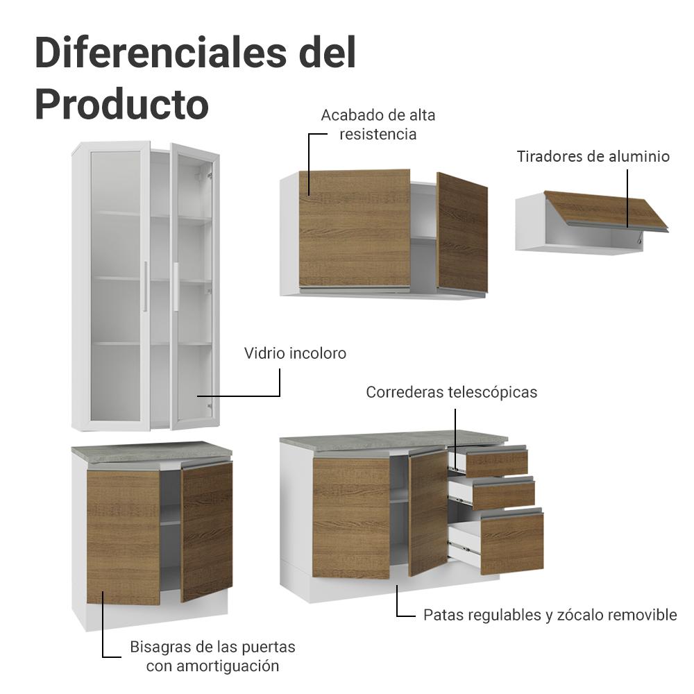 Foto 5 pulgar | Cocina Integral Completa Armario De Vidrio Madesa Glamy Bm16