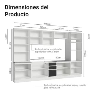 Foto 3 | Cocina Integral Completa Armario De Vidrio Madesa Glamy Bn 1