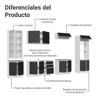 Foto 5 | Cocina Integral Completa Armario De Vidrio Madesa Glamy Bn 1