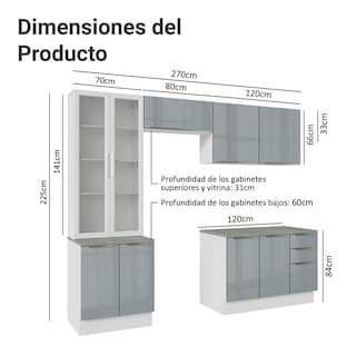 Foto 3 | Cocina Integral Completa Armario De Vidrio Madesa Lux Bg 04