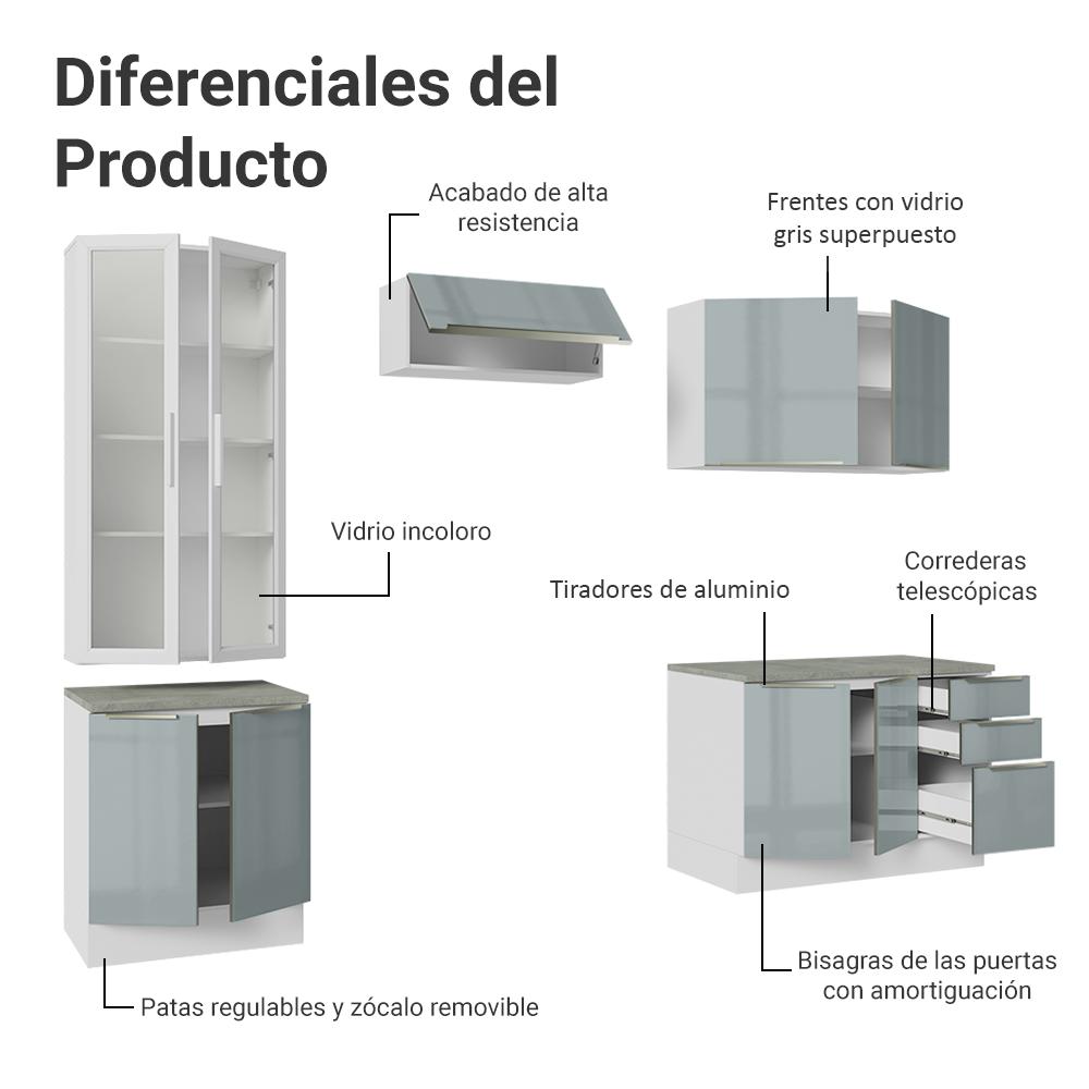 Foto 5 pulgar | Cocina Integral Completa Armario De Vidrio Madesa Lux Bg 04