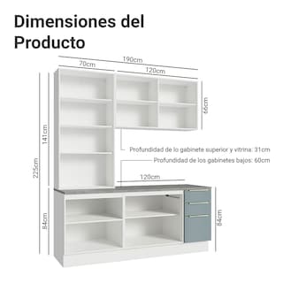 Foto 3 | Cocina Integral Completa Armario De Vidrio Madesa Lux Bg 02