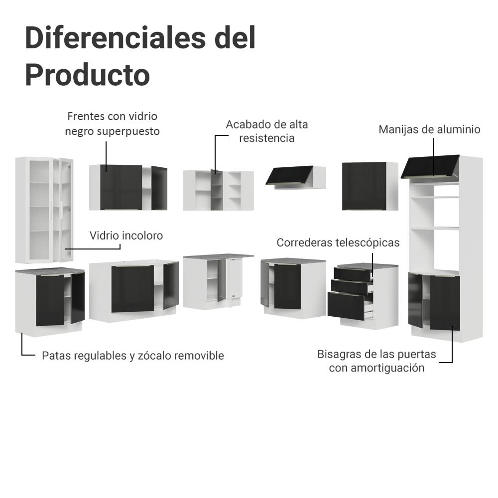 Foto 5 pulgar | Cocina Integral Completa Armario De Vidrio Madesa Lux Bn 01