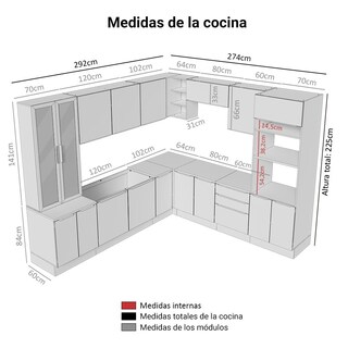 Foto 3 | Cocina Integral Completa Armario De Vidrio Madesa Lux Mg 01