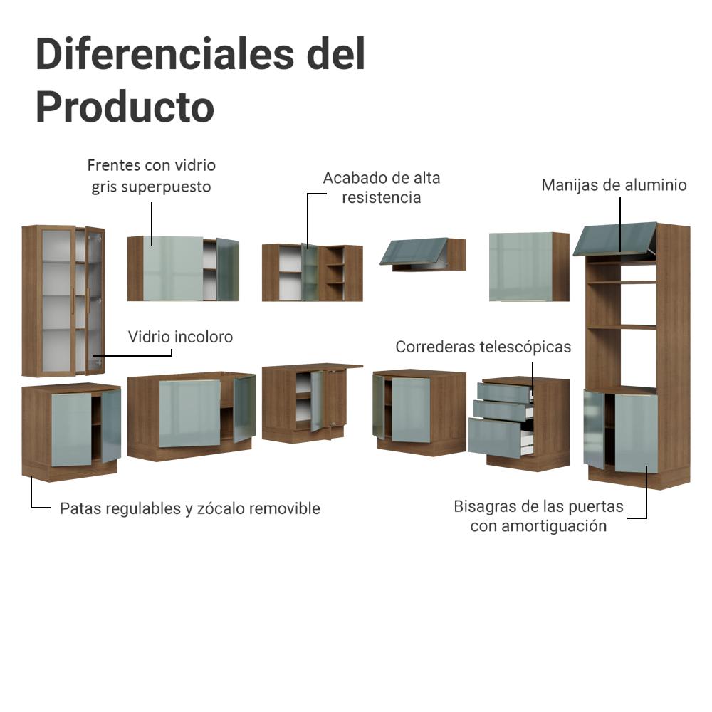 Foto 5 pulgar | Cocina Integral Completa Armario De Vidrio Madesa Lux Mg 01