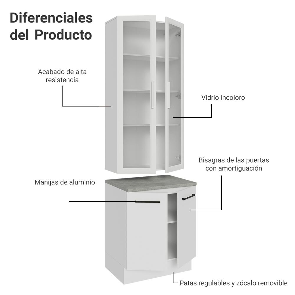 Foto 6 pulgar | Kit Gabinete Bajo Con Armario De Vidrio Madesa Agata 70cm Bb