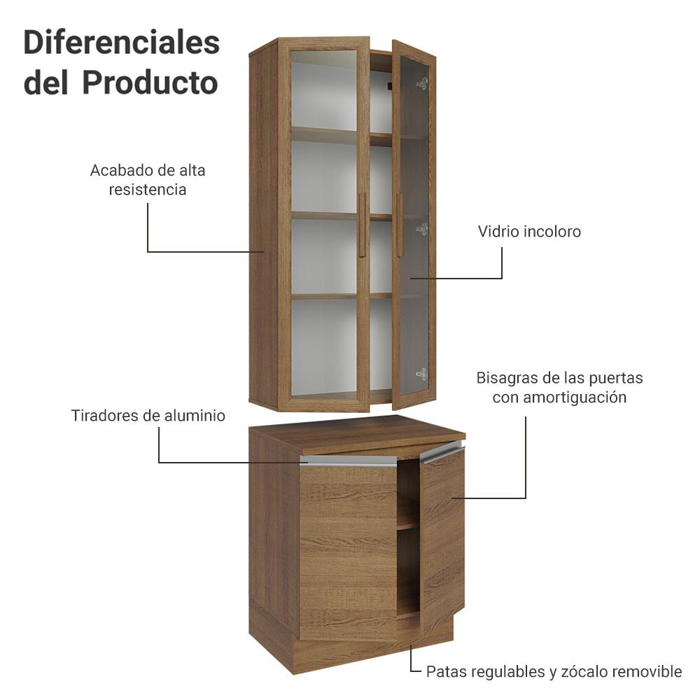 Foto 6 pulgar | Kit Gabinete Bajo Con Armario De Vidrio Madesa Glamy 70cm Mm