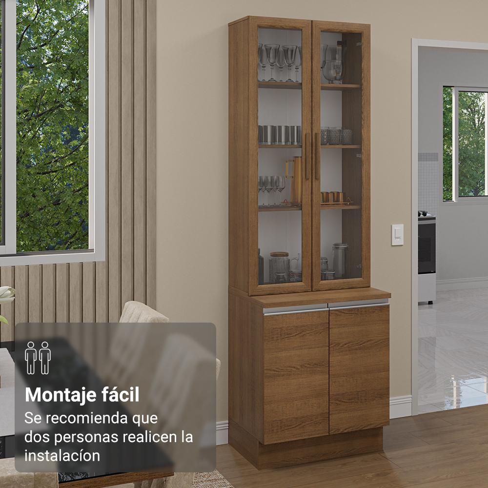 Foto 7 pulgar | Kit Gabinete Bajo Con Armario De Vidrio Madesa Glamy 70cm Mm
