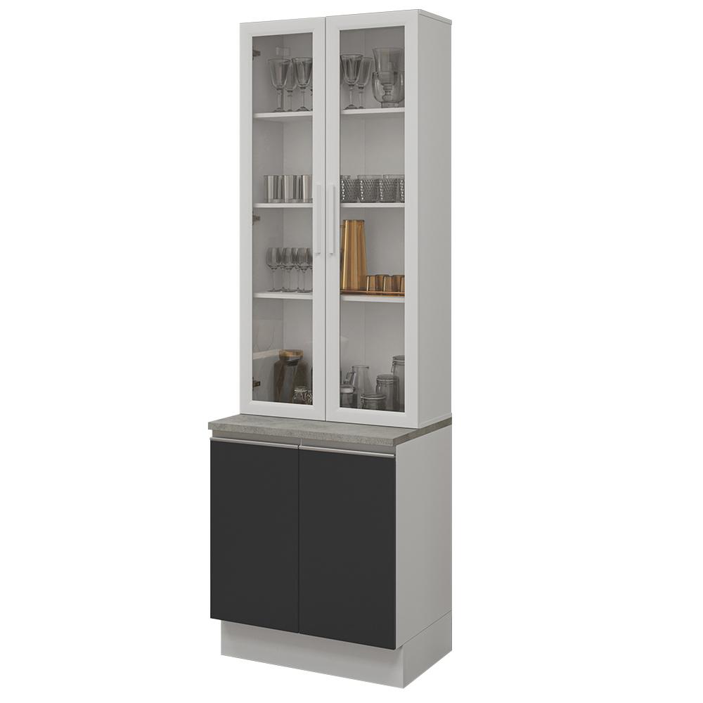 Foto 2 pulgar | Kit Gabinete Bajo Con Armario De Vidrio Madesa Glamy 70 Mb