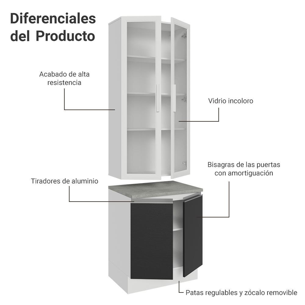 Foto 6 pulgar | Kit Gabinete Bajo Con Armario De Vidrio Madesa Glamy 70 Mb