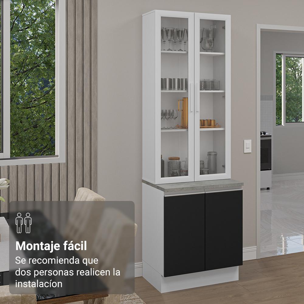 Foto 7 pulgar | Kit Gabinete Bajo Con Armario De Vidrio Madesa Glamy 70 Mb