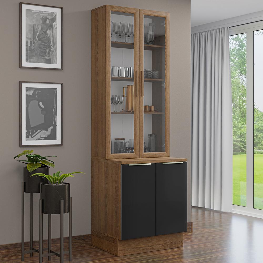 Foto 2 | Kit Gabinete Bajo Con Armario De Vidrio Madesa Lux 70cm Mn 1